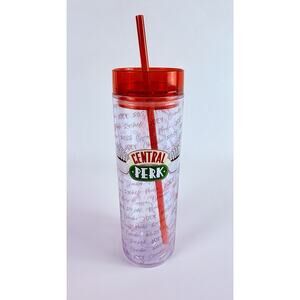 Friends Central Perk Travel Tumbler Cup With Red Lid And Straw TV Show NEW